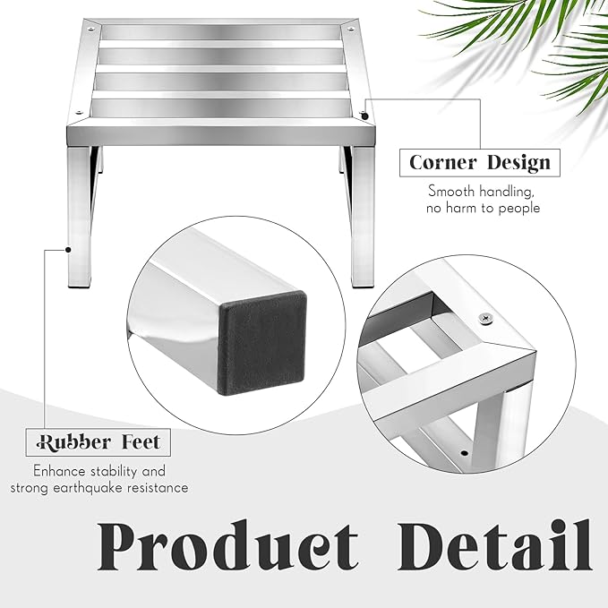 1 Pack Dunnage Rack 13.8 Long x 13.8 Wide 7.9 Height Stainless Steel Dunnage Rack 700+ Pound Capacity Storage Commercial Food Service Storage in Restaurant Kitchens Shop