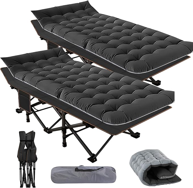 NAIZEA Folding Camping Cots for Adults Portable Cot with Mattress Heavy Duty Outdoor Bed with Carry Bag 1200d Oxford Cloth Sleeping Cots for Camping Office Nap Home Guest Beach Travel