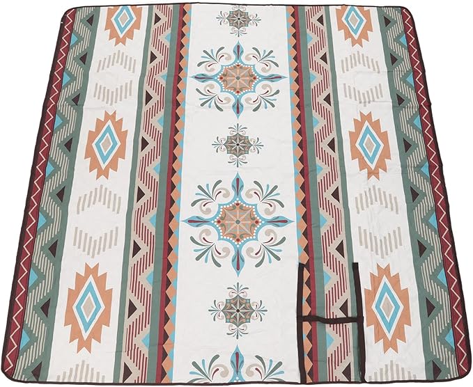 Camping Rug with Protective Layer | 210D Oxford Cloth Picnic Mat for Outdoor/Travel/Beach | Machine Washable &amp Portable with Strap | 197x197cm Large Space