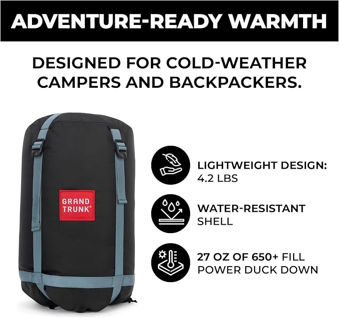 GRAND TRUNK Evolution 20 Down Hammock – Cold Weather Hammock with Integrated Sleeping Bag &amp Underquilt 20°F Rated Lightweight Camping &amp Backpacking Hammock