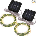 Magicnight Short Mini Garden Lights Solar Powered Waterproof Fairy Lights Outdoor Garden String Green Wire Warm White5m 50LEDs2 Pack