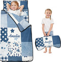 Personalized Toddler Nap Mat – Custom Name Sleeping Bag with Pillow &amp Blanket Roll-Up All-in-One Nap Mats