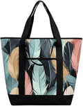 Insulated Shopping BagLarge Reusable Cooler Bags Feather Printed Foldable Shopping BagTravel Waterproof Shoulder Bag