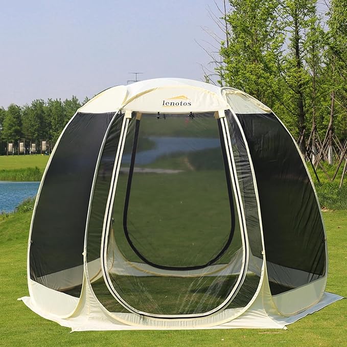 Pop Up Screen House 10'x10' Outdoor Screen Tent for Camping Screened Gazebo with Mosquito Netting Carry Bag