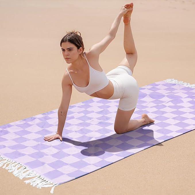 Yoga Woven Throw Blanket Lightweight Large Soft Workout Spa Hot Tub Towel Meditation Supplies Gymnastics Gear Sport Mat Cover Falsa Equipment Accessories Gym Essential Excise Stuff Gift Purple