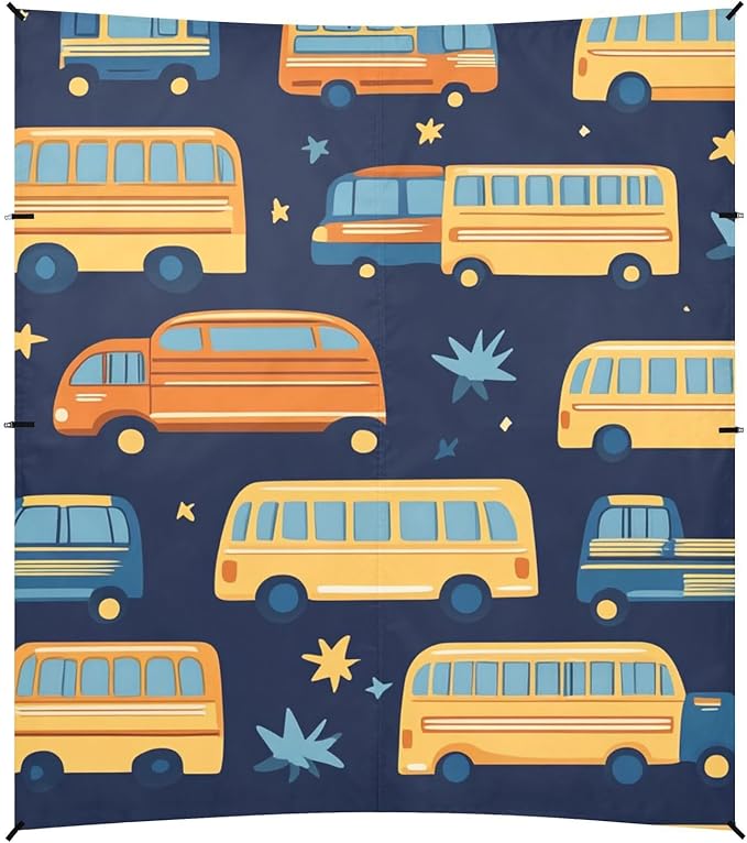 ALAZA Cartoon Bus Beach Tent Sun Shelter Portable Canopy Sunshade for Outdoor Camping Picnics Backyard Fun 10x9 ft