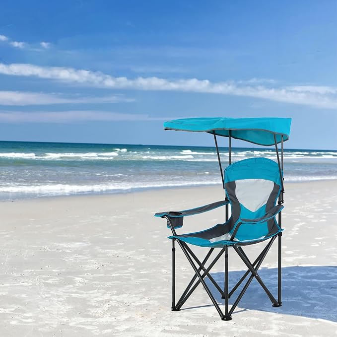 LET'S CAMP Camp Chair with Shade Canopy Folding Camping Chair with Cup Holder and Carry Bag for Outdoor Camping Hiking Beach Heavy Duty 350 LBS