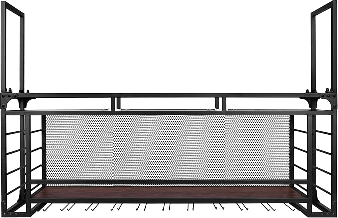 Wall Mounted 2 -Tiers Bottle Display Rack Hanging Shelf Simple Type with Large Bottles Display Shelf for Bar Restaurant Indoor