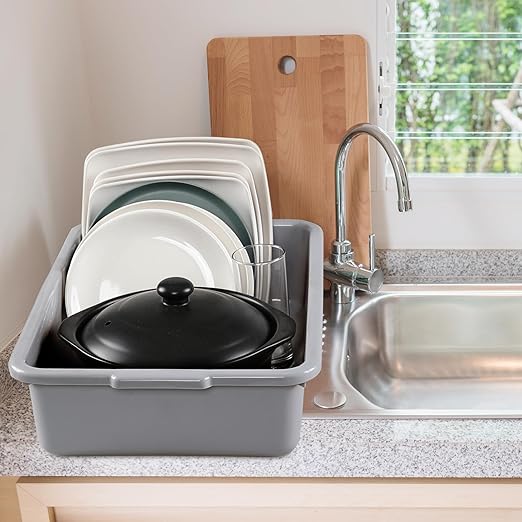 Yuright 4 Pack 13 L Commercial Bus Tubs Grey Small Restaurant Dish Tub Box