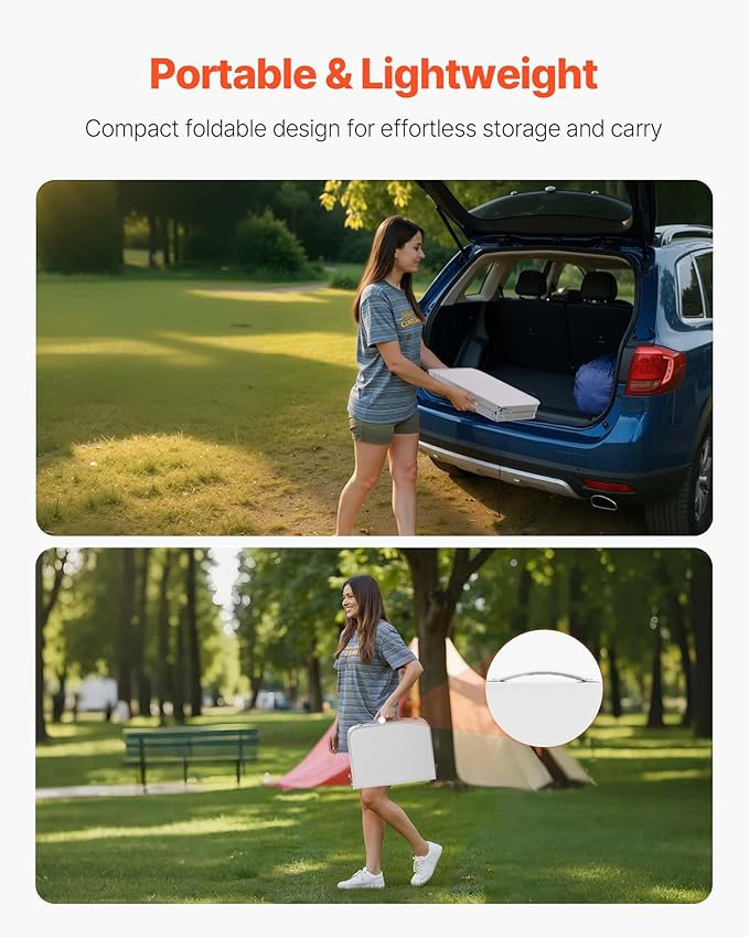 VEVOR Folding Camping Table Adjustable Height Aluminum MDF Outdoor Portable Lightweight for Cooking Beach Picnic Travel 24 x 16 inch
