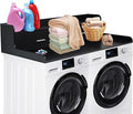 Laundry Countertop for Washer and Dryer 54''W x 27.55''D with 2 Storage Drawers &amp Edge Rails Black MDF Top for Laundry Room Organization
