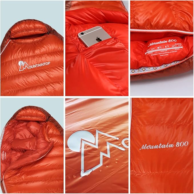 Mountaintop Down Sleeping Bag 15F 650 Fill Power - Ultralight Compact Portable Hiking Camping Sleeping Bag with Compression Sack for Adults Teens
