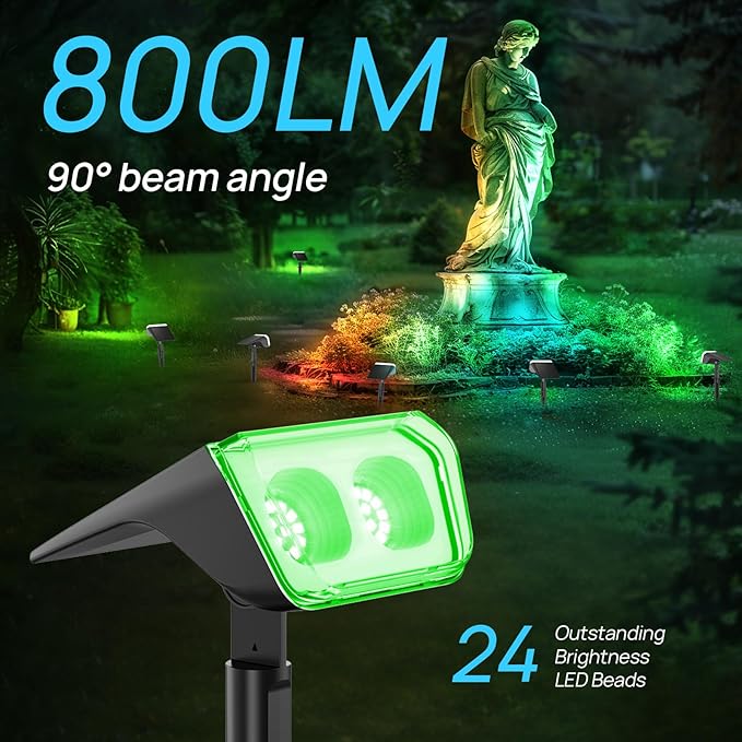 Consciot Solar Spot Lights Outdoor Christmas Color Changing Lights Waterproof 10 Colors Dusk-to-Dawn Landscape Spotlights Outdoor Christmas Decorations for Garden Yard 6 Pack