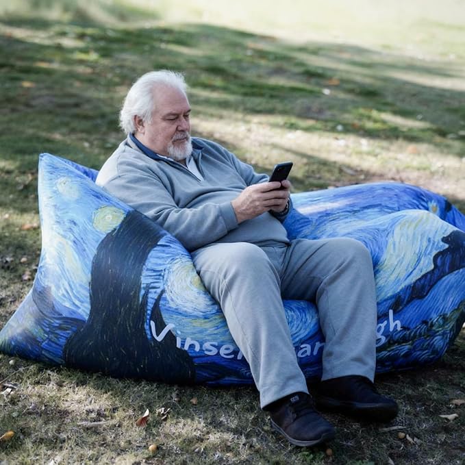 Inflatable Couch Air Sofa Hammock Portable–Folds Compactly–400lb Weight Capacity–63 x 30 x 21-Waterproof Anti Air Leaking Design Camping Chair for Traveling Beach Picnics &amp Camping(Starry Night