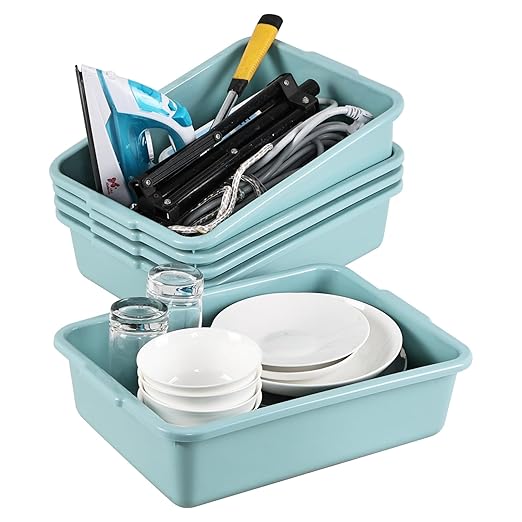 Kiddream 5 Pack 8 Liter Bus Tub Plastic Wash Tubs Mint Green