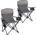 ALPHA CAMP Camping Chair 2 Pack Portable Chair with 3-Can Cooler Folding Chair with Side Pocket and Cup Holder Collapsible for Camping Tailgates Beach Fishing and Sports2PC