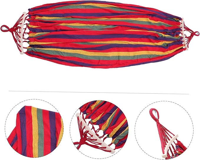 Outdoor Hammock Striped Canvas Swing Bed Garden Camping Travel Hammock