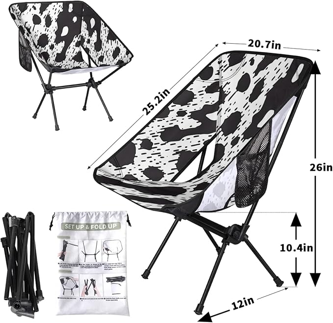 Honeybaby Folding Camping Chair Abstract Leopard Print Camping Chairs Lightweight Portable Chair Outdoor Foldable Chairs for Camping Travel Picnic Beach Hiking
