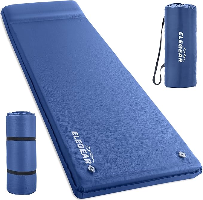 Elegear CumbreX™ Self Inflating Sleeping Pad 3.15 Ultra-Thick Memory Foam Camping Pad with Pillow Fast Inflating in 20s Insulated Camping Mattress Pad 4-Season Camp Sleeping Mat for Camp/Travel/Tent