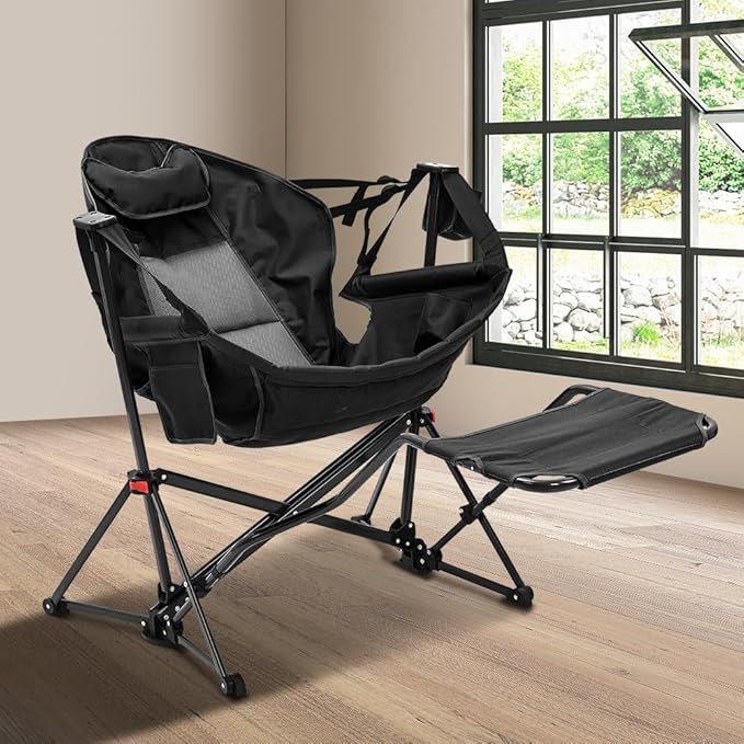 outdoor basic Adjustable Camping Folding Chair with Footrest - Portable Zero Gravity Lounge Chair for Beach Lawn Picnic Fishing &amp Backpacking Trips Supports 600lbs