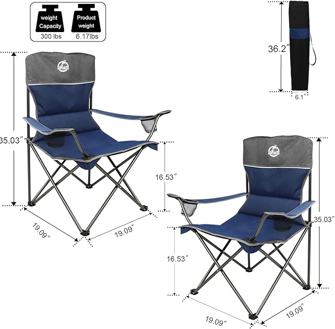 Northroad Folding Camping Chair Set of 4Portable Collapsible Conversation Set w/1 Sofa2 Single Chairs and 1 Table for Family PatioOutdoor TravelBeach(Blue)