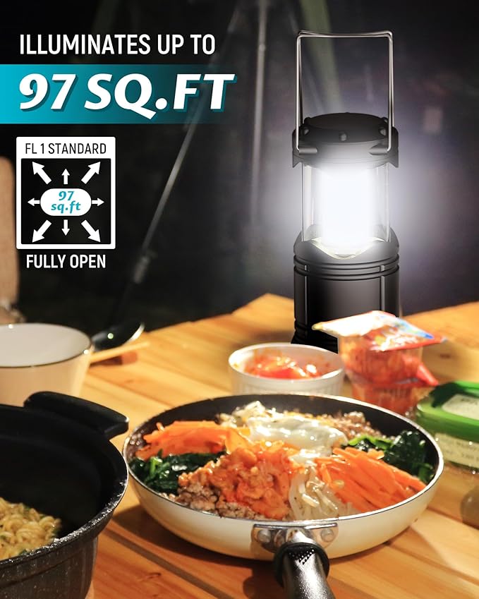 Lichamp 4 Pack LED Camping Lanterns Battery Powered Camping Lights LED Collapsible Flashlight Portable Emergency Supplies Kit A4BK