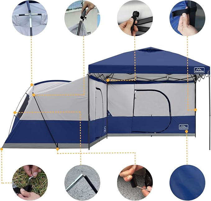 KAMPKEEPER Canopy Side Tent4-6 Person Camping Cube Tent for 10x10 Pop Up CanopiesEasy Up Gazebo with WindowCompatible with 10' Wide Canopy Tents
