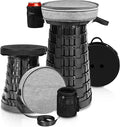 Collapsible Stool - Upgraded with 3 Slides Load Capacity 600lbs Folding Camping Stool with 3-in-1 Carry Bag Lightweight Sturdy Retractable Suitable for Camping Fishing Hiking BBQ (Black)