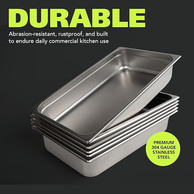 Pearington 12PC 6 PACK HOTEL PAN/FOOD PAN SS 16L FOOD PAN W/LID 304 GAUGE STAINLESS STEEL