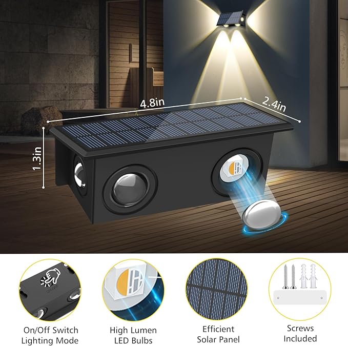 T-SUN Solar Fence Lights Outdoor Waterproof 8 Mode RGB &amp Warm White Fence Solar Lights Outdoor Dusk to Dawn Solar Powered Wall Lights for Backyard Patio Step Deck Railing Pool10 Pack