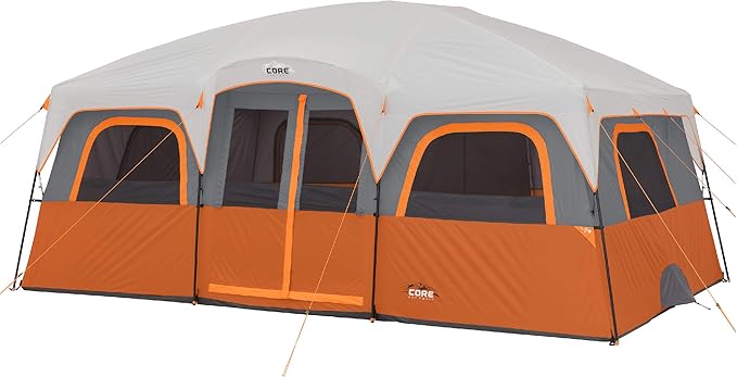 CORE Tent for Family Camping | 10 Person / 11 Person / 12 Person Large Multi Room Cabin Tents for Car Camping &amp Outdoor Adventures