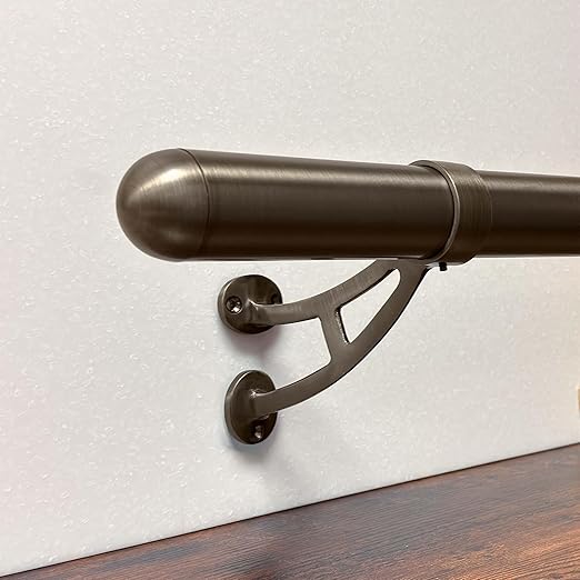 Outwater 2 Diameter x 2 Feet Long Solid Brass Bar Mount Foot Rail Kit – Antique Brass Finish with Domed End Caps
