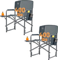 TIMBER RIDGE Aluminum Oversized Camping Chair Lightweight Portable Directors Chair with Side Table Detachable Side Pocket for Outdoor Camping Lawn Picnic Support 400lbs Grey 2 Pack