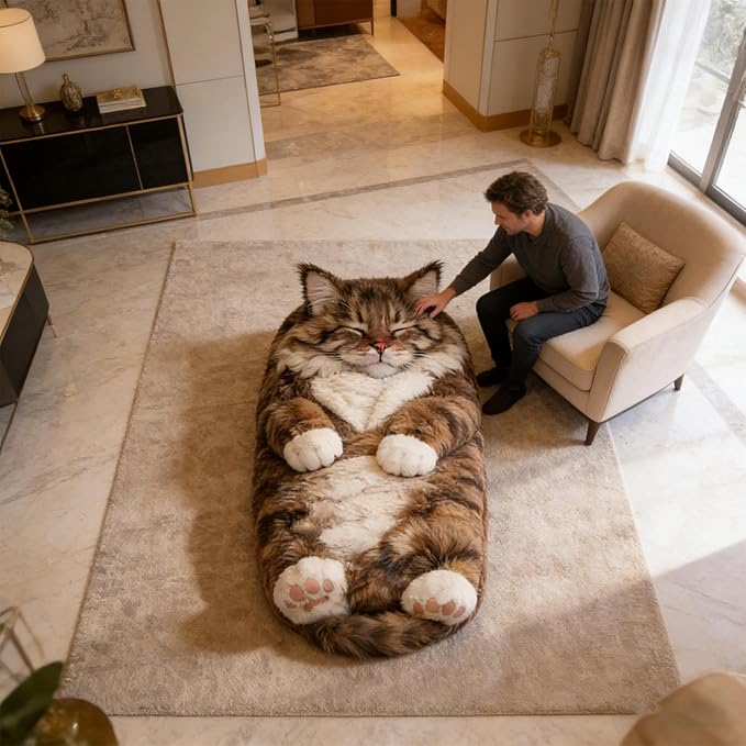Plush Cat Print Envelope Sleeping Bag | Cat Sleeping Bags for Humans | Warm Cats Mummy Sleepings Bag with Soft Flannel Lining Self | Giant Plush Envelope Design Sleep Sack Cats Blanket for Humans