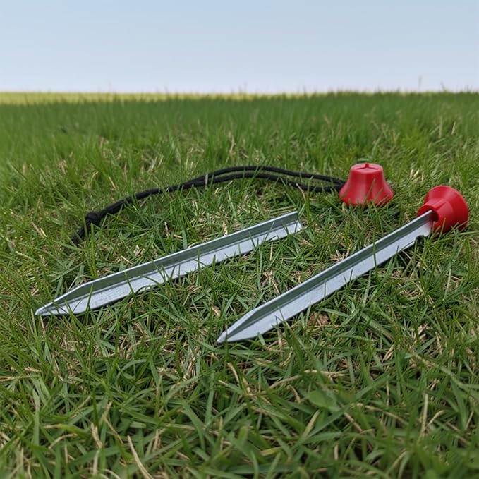 2-Pack Tent Stake Pusher Handle for Camping &amp Backpacking Handheld Stake Driver Tool with Lanyard Hole Fits Most Triangular Tent Stakes (Red)