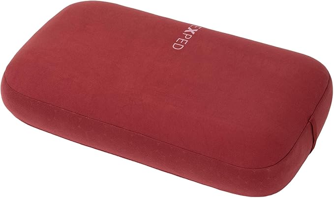 Exped Mega Pillow - Lightweight Inflatable Camping Pillow with Washable Cover &amp Adjustable Comfort for Neck Support in Backpacking &amp Van Adventures (52 x 32 x 12cm) Burgundy