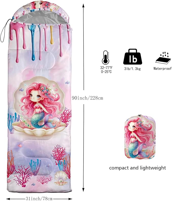 HOSIMA Dear Hunting Pattern Cold Weather Sleeping Bags for Kids AdultsBlack Light Weight Waterproof Sleeping Bags for Outdoors Hiking.