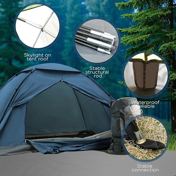 1/2/4 Person Camping Tent - Lightweight Backpacking Tent Waterproof Windproof Easy Setup Hiking Tent Suitable for Outdoor Family Camping Hunting Mountaineering Travel