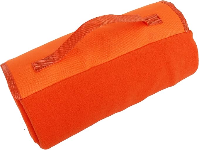 Threadart Personalized Embroidered Portable Blanket with Carrying Strap | Monogrammed Customized Travel Sports Stadium | Soft Fleece | 58in x 48in - Orange | for Picnic Outdoor Blanket