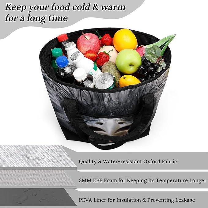 Insulated Shopping BagLarge Reusable Cooler Bags Emu Printed Foldable Shopping BagTravel Waterproof Shoulder Bag