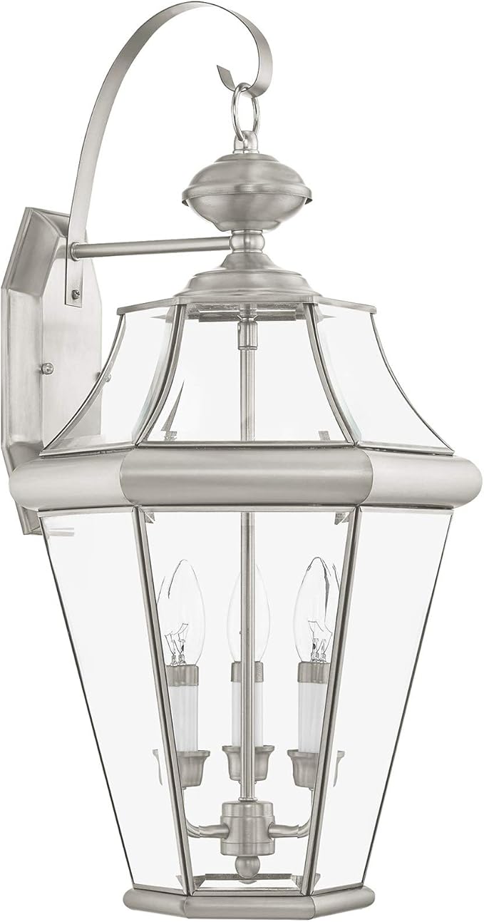 Livex Lighting 2361-01 Georgetown 3-Light Outdoor Wall Lantern Antique Brass