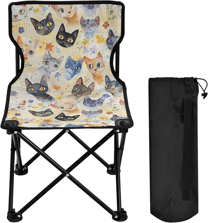 KLL Beauty Devon Rexcats Gold Foldable Foldable Chair Ultra Lightweight Youth Camping Chair Carry Bag Included Hiking Chair for Traveling Camping