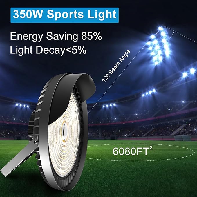 Lightdot 350W(400x1W Chip) Outdoor LED Stadium Lights 52500Lm (1400W Eqv.) LED High Mast Lights Outdoor AC100-277V IP65 Waterproof Sport Count Lights -4Pack