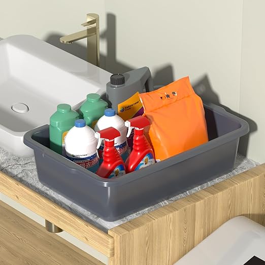 6 Packs 24 L Commercial Bus Tub Plastic Bus Tubs Deep Gray