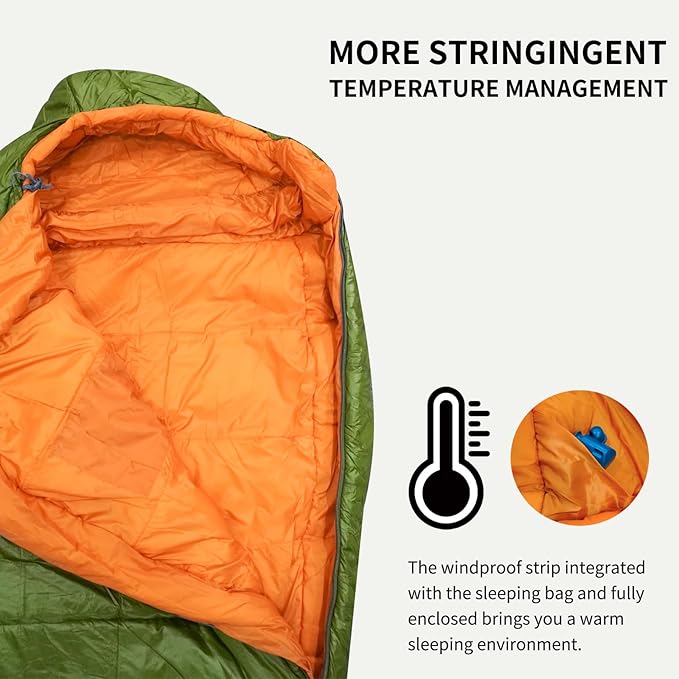 Mountainlodge 3-4 Seasons Shingle Sleeping Bag 15℉ with Inner Pocket for AdultPerfect for BackpackingTraveling and HikingIncluding Free Compression Stuff Sack.