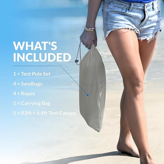 Beach Shade The Classic Wind-Supported Beach Canopy with UPF 50+ Protection 7.5ft Tall Portable &amp Easy Setup for 3-6 People