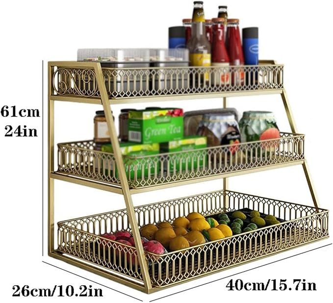 JITUIHOM Kitchen Rack Kitchen Table Rack Desktop Storage Cabinet Double-Layer Tableware Fruit and Vegetable Seasoning(Small)