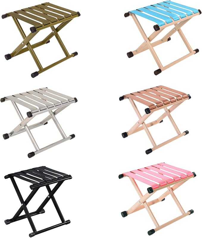 Folding Stool 15.7 Height 13.7Height Two Size Duty Camping Stool Outdoor Portable Chair Hold up to 330 Lbs for Walking Hiking Fishing