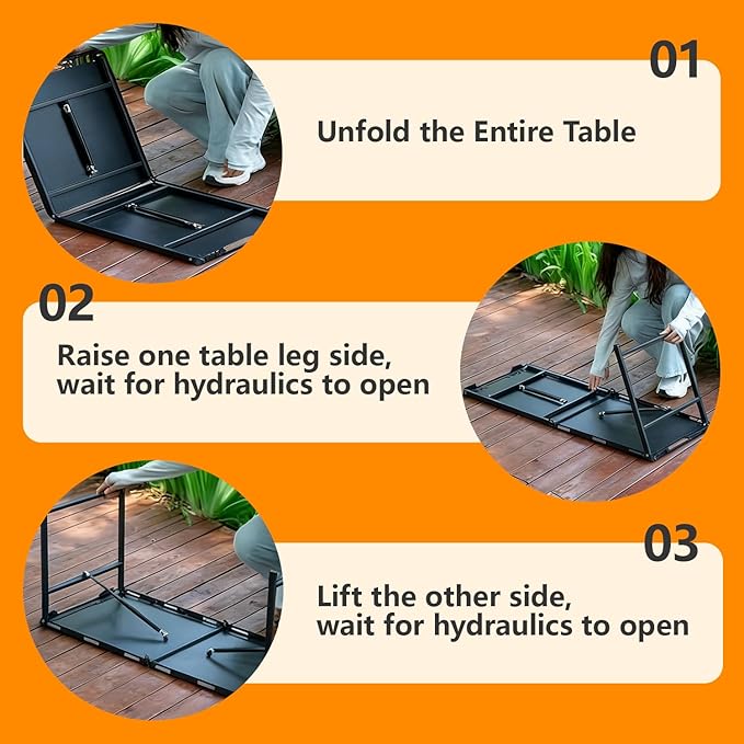 Camping Table Portable Folding Table 40.9x18.9 (Innovative Nitrogen Gas Strut) Adjustable Heights Outdoor Folding Tactical Table with Carry Handle Bonus Storage Bag for Camping Picnic Party