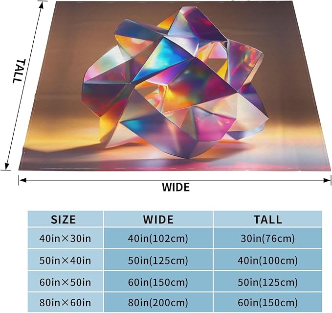 Holographic Origami Soft Fleece Blanket 60 * 50 inch Soft Sofa Blanket Suitable for Sofa Camping Travel Night Cover Blanket